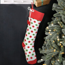 Dibor Traditional Knitted White Polka Dot Christmas Gift Bag Christmas Stocking For Kids - thumbnail 1