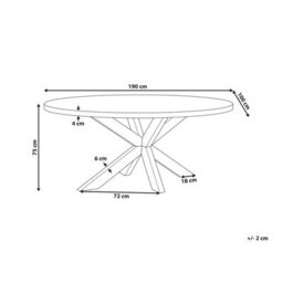 Beliani Garden Dining Table Oristano 190 Cm 100 Cm Concrete Grey - thumbnail 3