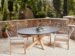Beliani Garden Dining Table Oristano 190 Cm 100 Cm Concrete Grey - thumbnail 2