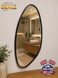 Spot On Dealz Pebble Shaped Wall Mirror With  Black Metal Frame - thumbnail 3