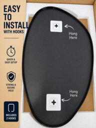 Spot On Dealz Pebble Shaped Wall Mirror With  Black Metal Frame - thumbnail 2