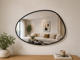 Spot On Dealz Pebble Shaped Wall Mirror With  Black Metal Frame