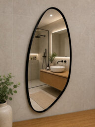 Spot On Dealz Pebble Shaped Wall Mirror With  Black Metal Frame - thumbnail 7