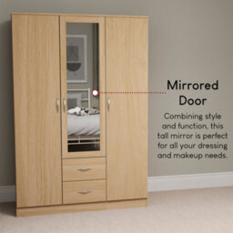 Lassic Vida Designs Riano 3 Door 2 Drawer Mirrored Wardrobe, Pine - thumbnail 7