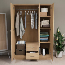 Lassic Vida Designs Riano 3 Door 2 Drawer Mirrored Wardrobe, Pine - thumbnail 4