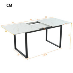 HomeTouch Extendable Dining Table With Marble Effect And Iron Metal Legs 140Cm-180Cm Length - thumbnail 9