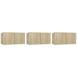 Berkfield Hanging Tv Cabinets 3 Pcs Sonoma Oak 60X30X30 Cm - thumbnail 2
