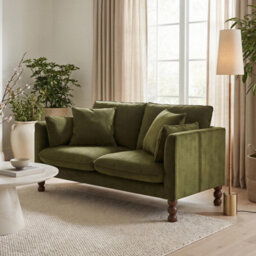 Furniturebox Uk Monroe Green Chenille Fabric 2 Seater Sofa - thumbnail 1