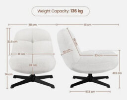 360 Degree Swivel Accent Chair Armless Chair Boucle Lounge Chair For Bedroom - thumbnail 3