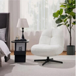 360 Degree Swivel Accent Chair Armless Chair Boucle Lounge Chair For Bedroom - thumbnail 2