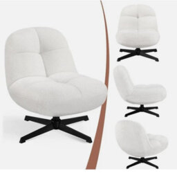 360 Degree Swivel Accent Chair Armless Chair Boucle Lounge Chair For Bedroom - thumbnail 6