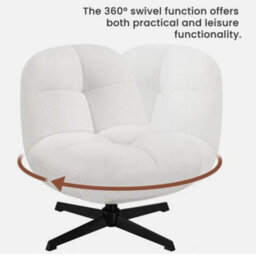 360 Degree Swivel Accent Chair Armless Chair Boucle Lounge Chair For Bedroom - thumbnail 5