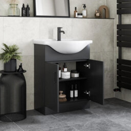 Affine 650mm Freestanding Vanity Unit With Basin Bathroom Sink Cabinet Matt Black - thumbnail 3