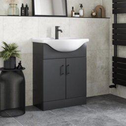 Affine 650mm Freestanding Vanity Unit With Basin Bathroom Sink Cabinet Matt Black - thumbnail 2