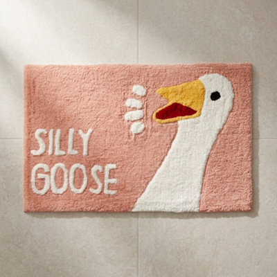 Allure Bath Fashions Silly Goose Slogan Bath Mat Non Slip - Fun Bathroom Rug (Blush Pink) - image 1