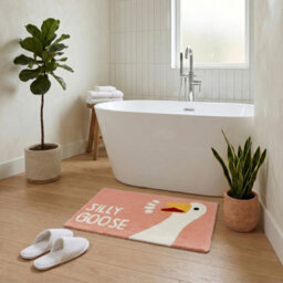 Allure Bath Fashions Silly Goose Slogan Bath Mat Non Slip - Fun Bathroom Rug (Blush Pink) - thumbnail 4