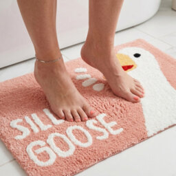 Allure Bath Fashions Silly Goose Slogan Bath Mat Non Slip - Fun Bathroom Rug (Blush Pink) - thumbnail 3