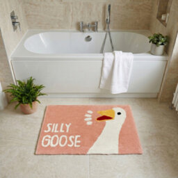 Allure Bath Fashions Silly Goose Slogan Bath Mat Non Slip - Fun Bathroom Rug (Blush Pink) - thumbnail 2