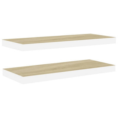 Vidaxl Floating Wall Shelves 2 Pcs Oak And White 80X23.5X3.8 Cm Mdf - image 1