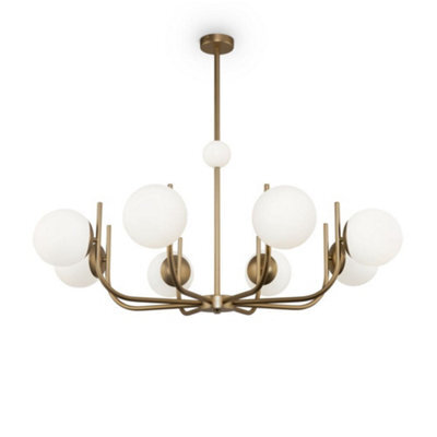 Luminosa Lighting Luminosa Modern Rendez-Vous 8 Light Brass Pendant Ceiling Light Glass Shade - image 1