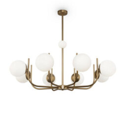 Luminosa Lighting Luminosa Modern Rendez-Vous 8 Light Brass Pendant Ceiling Light Glass Shade - thumbnail 1