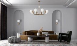 Luminosa Lighting Luminosa Modern Rendez-Vous 8 Light Brass Pendant Ceiling Light Glass Shade - thumbnail 2