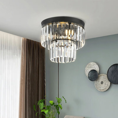 Darphe Crystal Ceiling Light G9 Light Bases,black Chrome Base Crystal Chandelier - image 1