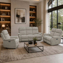 Aspire Richmond 3 + 2 + 1 Power Recliner Sofa Suite, Chenille Grey - thumbnail 1