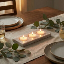 Urbn-Living Urbnliving Marble Stone 3 Tea Light Candle Holder Tray Display Home Décor Gift Table Dining - thumbnail 3