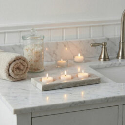 Urbn-Living Urbnliving Marble Stone 3 Tea Light Candle Holder Tray Display Home Décor Gift Table Dining - thumbnail 2