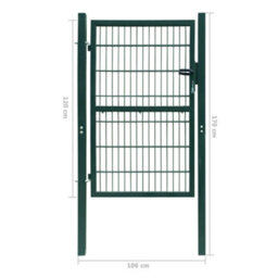 Berkfield 2D Fence Gate (Single) Green 106 X 170 Cm - thumbnail 7