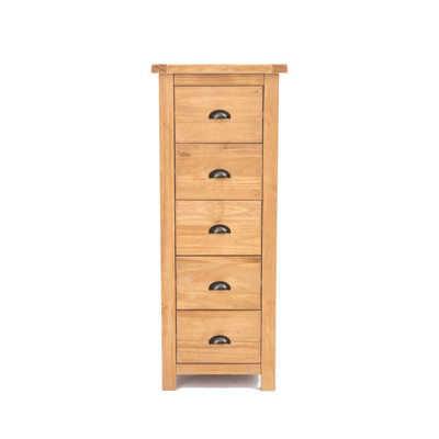 Cabinet Bits Lugo 5 Drawer Narrow Chest Of Drawers Brass Cup Handle - image 1