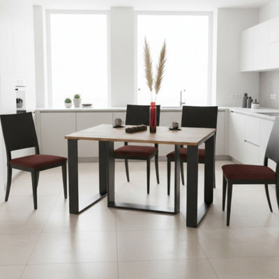 Borys Extendable Dining Table 130 And 210X80 Cm Modern Laminated Table With Black Legs Craft Oak - image 1