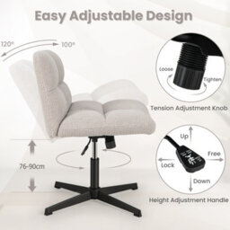 Costway Armless Home Office Chair Swivel Desk Chair Height Adjustable Task Vanity Chair - thumbnail 7