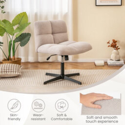 Costway Armless Home Office Chair Swivel Desk Chair Height Adjustable Task Vanity Chair - thumbnail 6