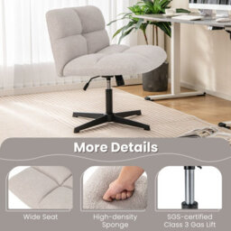 Costway Armless Home Office Chair Swivel Desk Chair Height Adjustable Task Vanity Chair - thumbnail 9