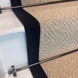RainbowHome Herringbone Royal Sterling Stair Runner With 100% Cotton Black Border 70 600 - thumbnail 2