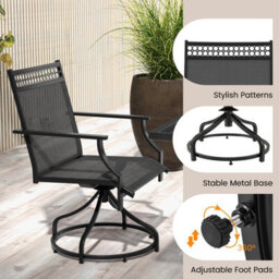 Costway Patio Swivel Dining Chairs Set Of 2 Patio Chairs Outdoor Bistro Chairs - thumbnail 9