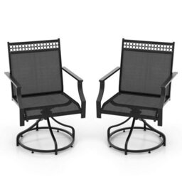Costway Patio Swivel Dining Chairs Set Of 2 Patio Chairs Outdoor Bistro Chairs - thumbnail 1