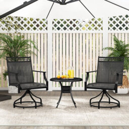 Costway Patio Swivel Dining Chairs Set Of 2 Patio Chairs Outdoor Bistro Chairs - thumbnail 3