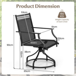 Costway Patio Swivel Dining Chairs Set Of 2 Patio Chairs Outdoor Bistro Chairs - thumbnail 2