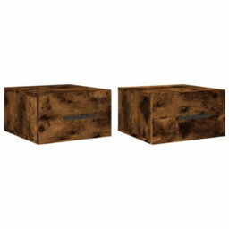 Berkfield Wall-Mounted Bedside Cabinets 2 Pcs Smoked Oak 35X35X20 Cm - thumbnail 2