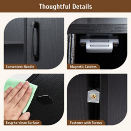 Black Cube Storage Cabinet Rustic Brown Bookcase With 2 Doors And 4 Open Shelves - thumbnail 5