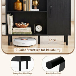 Black Cube Storage Cabinet Rustic Brown Bookcase With 2 Doors And 4 Open Shelves - thumbnail 6