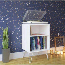 Turntable Stand Bookcase Unit In White And Blue - thumbnail 1