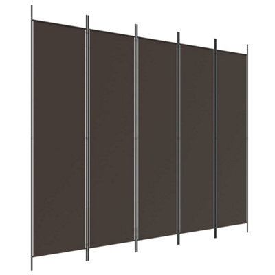 Berkfield Durable 5-Panel Room Divider Brown 250X200 Cm Fabric - image 1