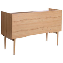 Wyld and Coco Aurora Home Office Desk - Mdf Light Brown With Rattan Fronts, 2-Door Storage, Slim Iron Legs - thumbnail 5