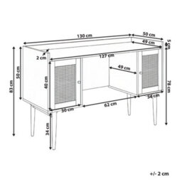 Wyld and Coco Aurora Home Office Desk - Mdf Light Brown With Rattan Fronts, 2-Door Storage, Slim Iron Legs - thumbnail 4