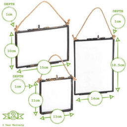 Nicola Spring 5Pc Hanging Metal Photo Frames Gallery Set - Black - Picture Frame Wall Mounted Frame With Rope - thumbnail 7