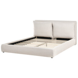Beliani Bed Fabric Bajonna 180 X 200 Cm (Eu Super King) Beige - thumbnail 4